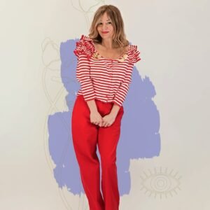 Cardigan righe rosse