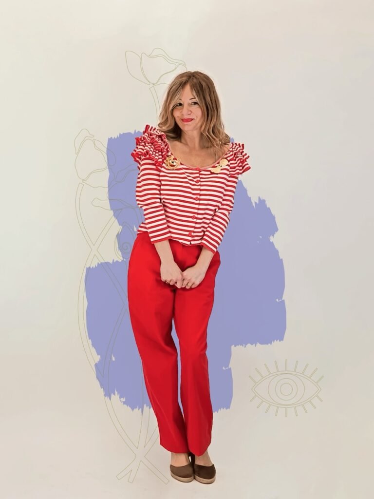 Angie Shop_Cardigan_maglia righe rosse